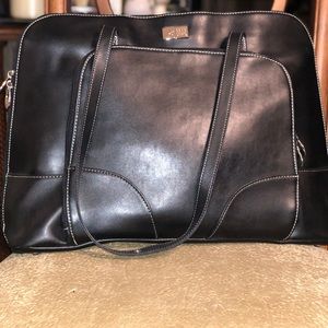 Black leather tote